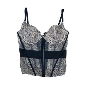 Victoria’s Secret Lace Corset Bustier Top 36C Y2K Lingerie Black Nude